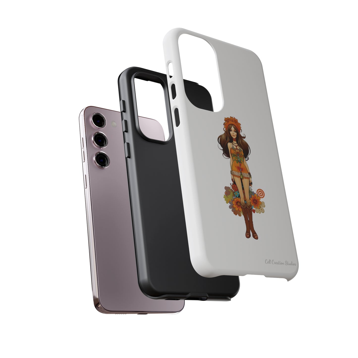 Introducing the "Groovy Hippie Chick" Cell Phone Case – Peace, Love, and Retro Style -Tough Cases