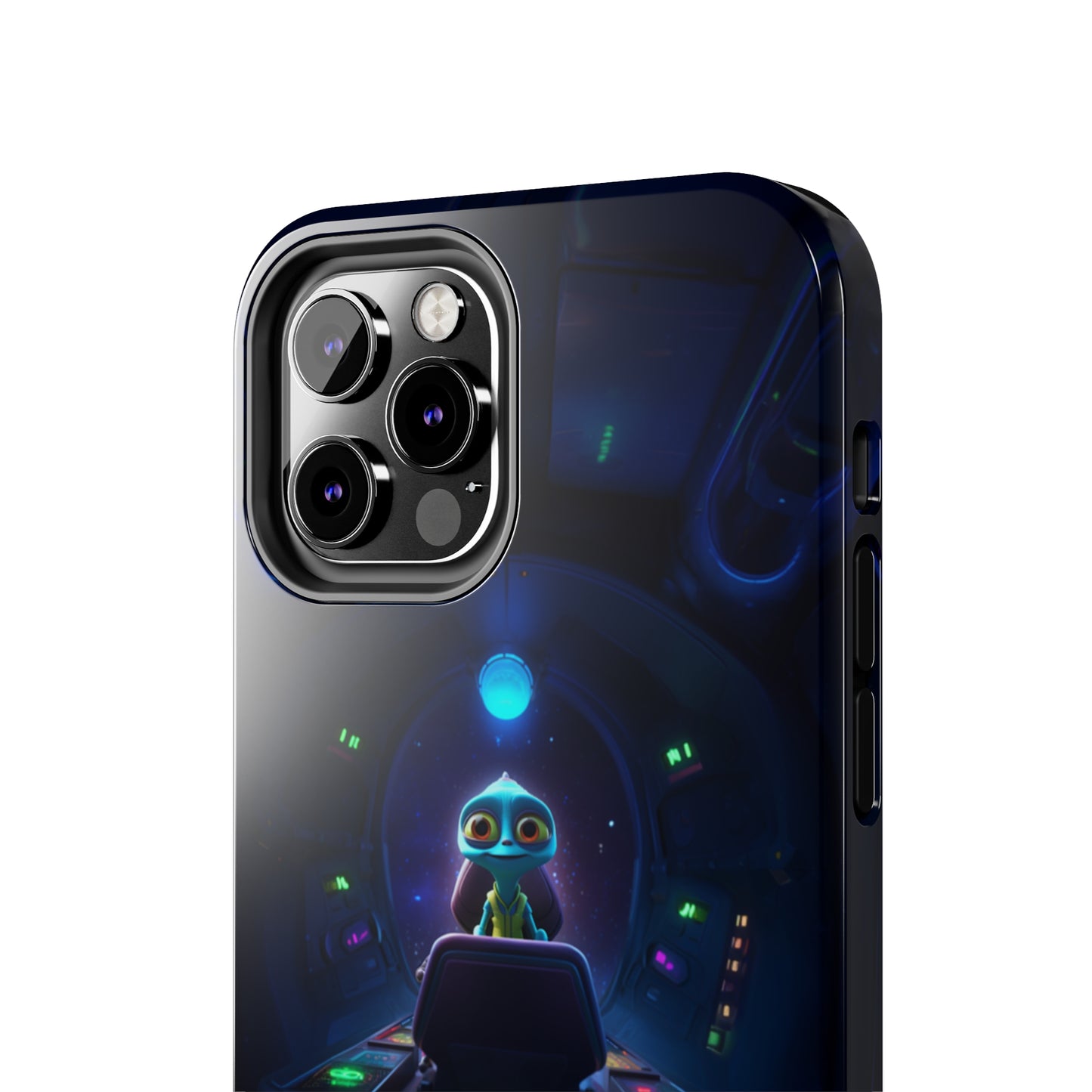 The "Galactic Buddy" Blue Alien Spaceship Phone Case -Tough Phone Cases