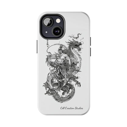 "Samurai and Dragon Sketch" -Tough iPhone Cases