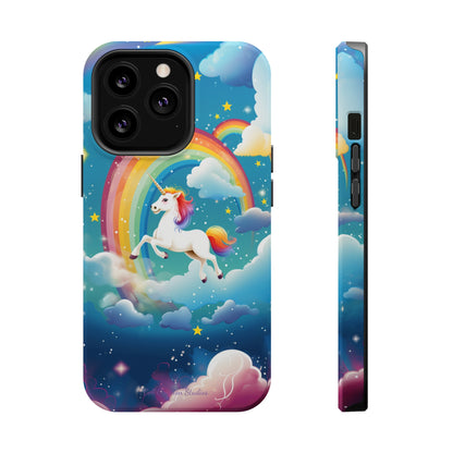 Introducing the "Rainbow Soar" Cell Phone Case – Embark on a Whimsical Journey with a Flying Unicorn -MagSafe Tough Cases