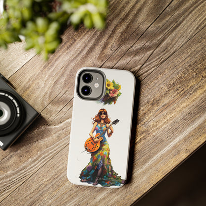 Introducing the "Hippie Chick Groove" Cell Phone Case – Retro Vibes and Musical Delight -Tough Phone Cases