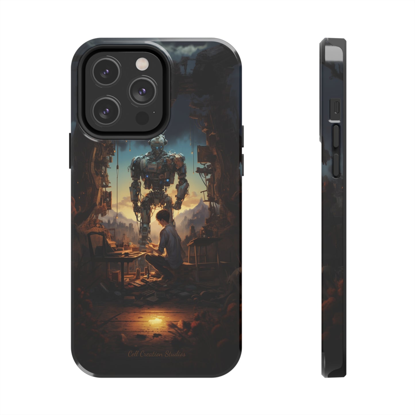 Introducing the "Mechanical Bond" Cell Phone Case – Witness a Captivating Moment of Giant Robot and Boy -Tough Phone Cases