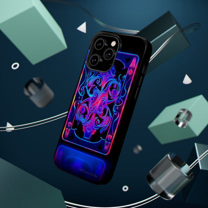 Introducing the "Neon Ace of Hearts" Cell Phone Case – Elevate Your Style with a Dazzling Card -MagSafe Tough Cases