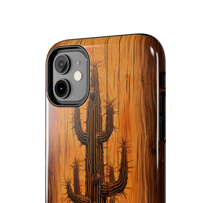 "Cactus Burnt Wood" Phone Case -Tough Phone Cases