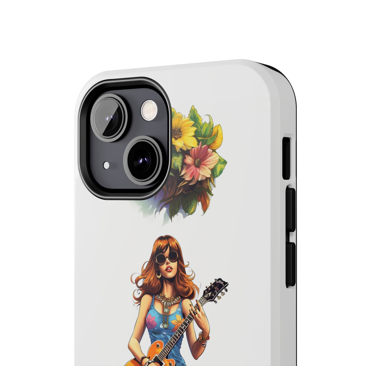 Introducing the "Hippie Chick Groove" Cell Phone Case – Retro Vibes and Musical Delight -Tough Phone Cases