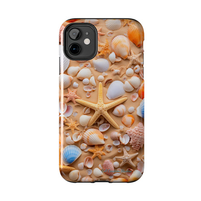 "Seaside Serenity Phone Case: Starfish and Seashells" -Tough Phone Cases