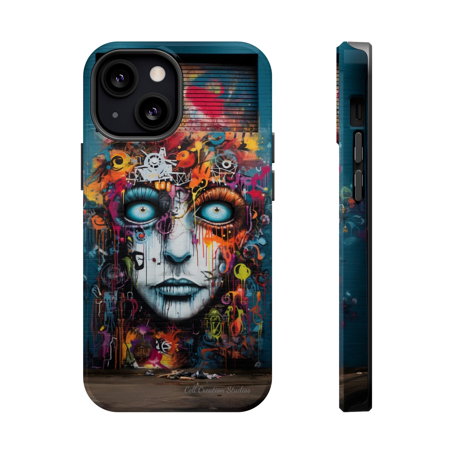 Elevate Your Style with our "Graffiti Face Concrete Wall" Phone Case -MagSafe Tough Cases