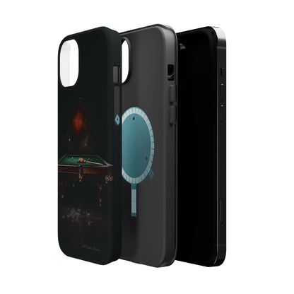 "Rack 'Em Up in Style: Pool Table-Themed Phone Case with Space Background" -MagSafe Tough Cases