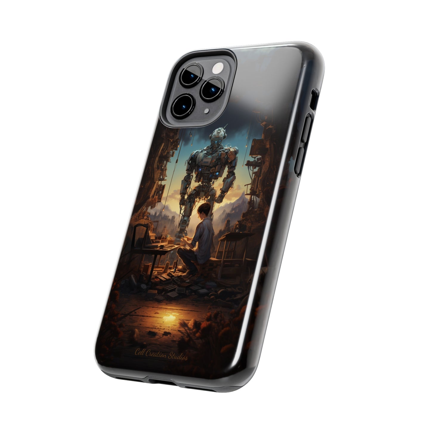 Introducing the "Mechanical Bond" Cell Phone Case – Witness a Captivating Moment of Giant Robot and Boy -Tough Phone Cases