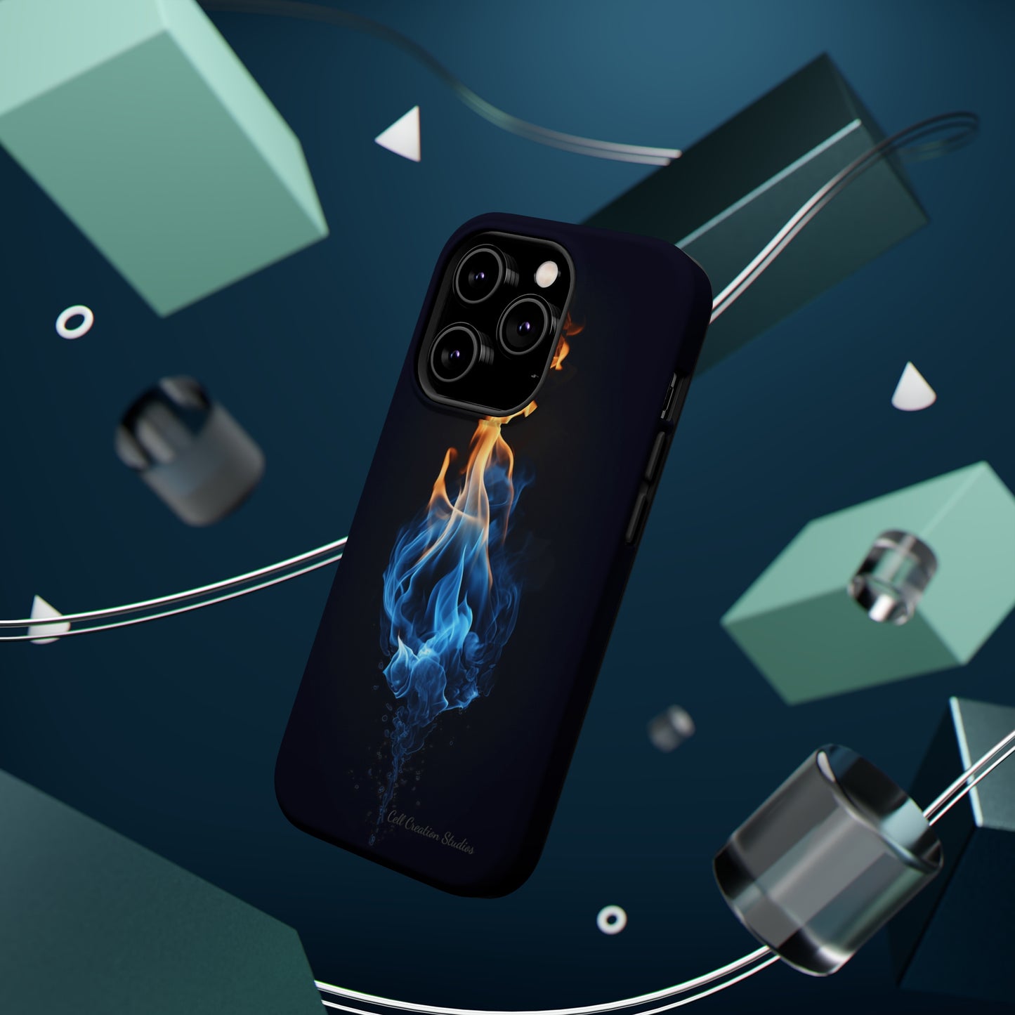 "Elegant Blue and Orange Flame" Phone Case: Ignite Your Style -MagSafe Tough Cases