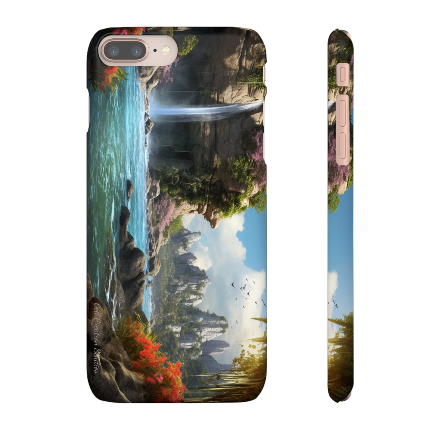 Introducing the "Nature's Cascade" Cell Phone Case – Capture Majestic Beauty with Rock Cliffs and Waterfall! -Snap Cases