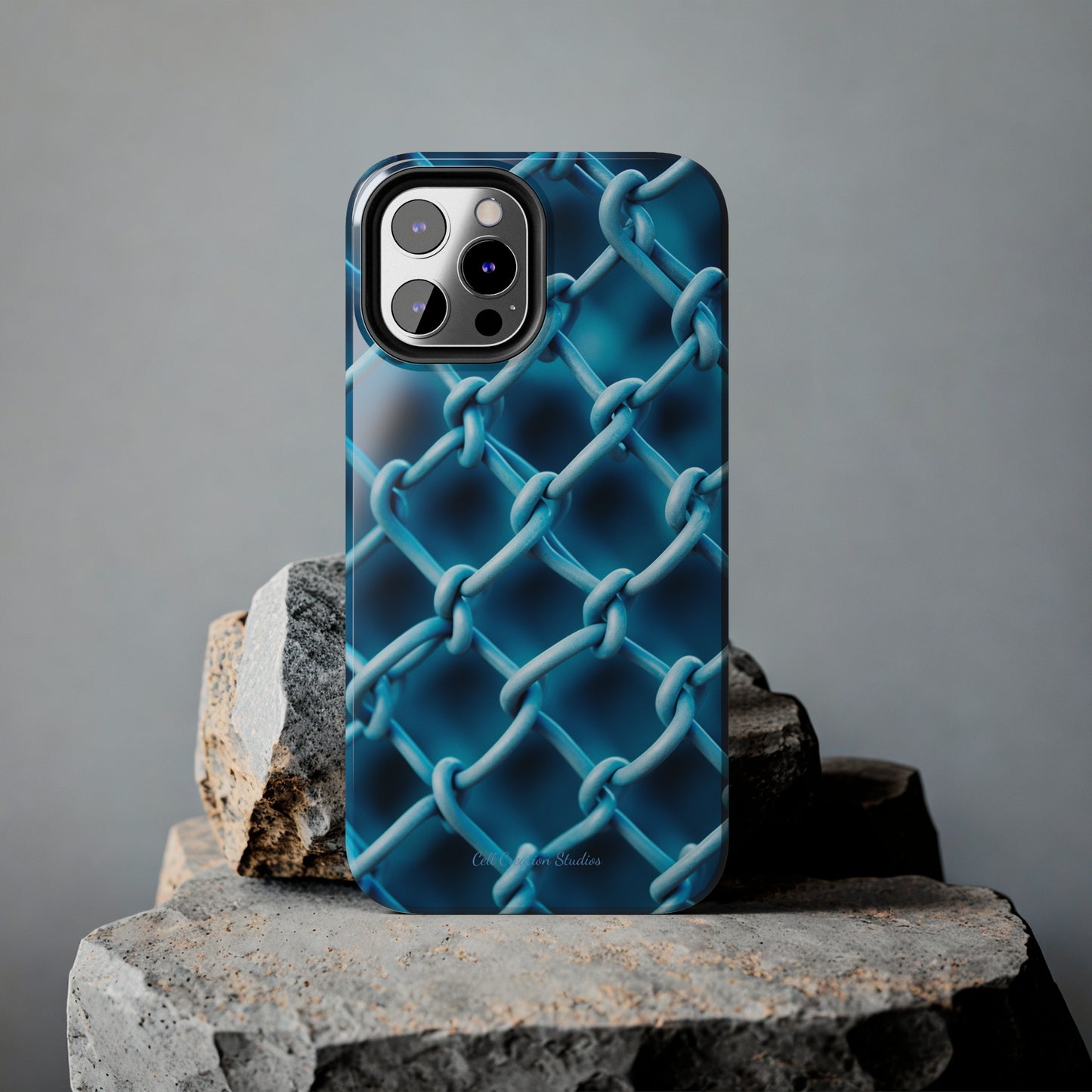 Introducing the "Elegant Chainlink" Cell Phone Case – Embrace Contemporary Style with Blue Chain Link Design -Tough Phone Cases