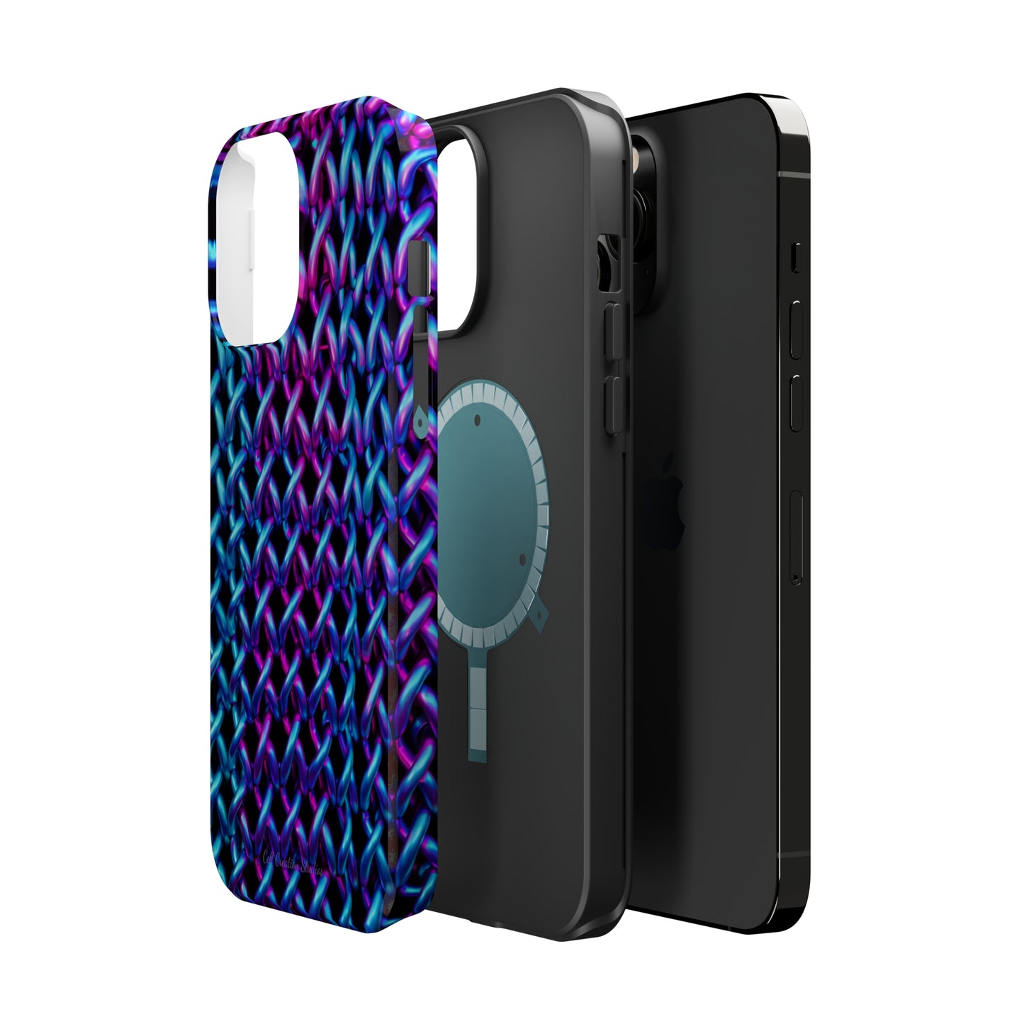 Introducing the "Neon Chainlink Glow" Cell Phone Case – Illuminate Your Style with Vibrant Chain Pattern Design -MagSafe Tough Cases