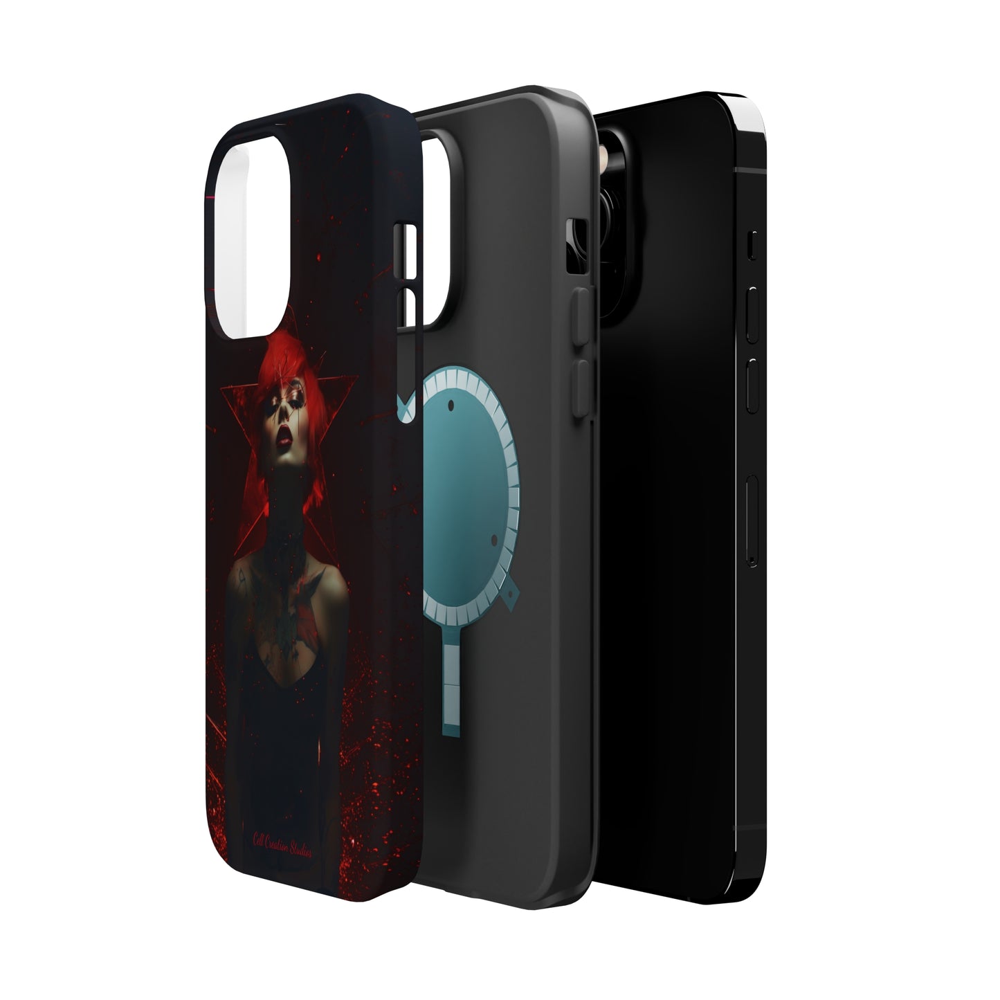 Introducing the "Inked Flame" Cell Phone Case – Embrace Fiery Elegance with a Tattooed Red-Headed Beauty -MagSafe Tough Cases