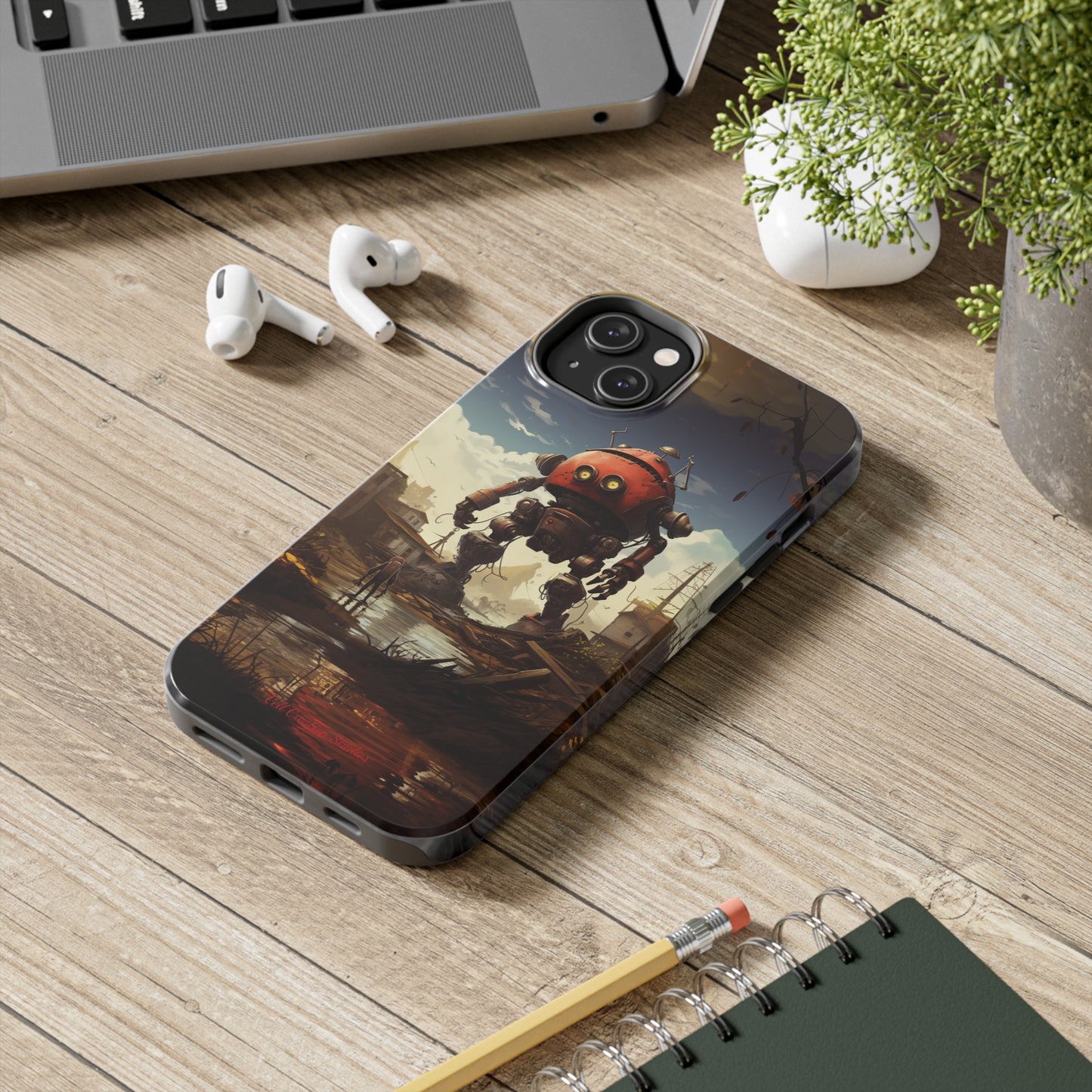 Introducing the "Urban Encounter" Cell Phone Case – Witness the Epic Convergence of Man and Giant Robot -Tough Phone Cases