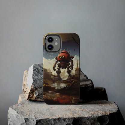 Introducing the "Urban Encounter" Cell Phone Case – Witness the Epic Convergence of Man and Giant Robot -Tough Phone Cases