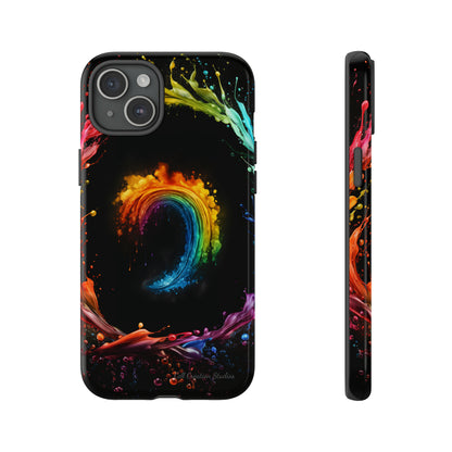 "Vibrant Swirls Painted on Black" Cell Phone Case -Tough Cases