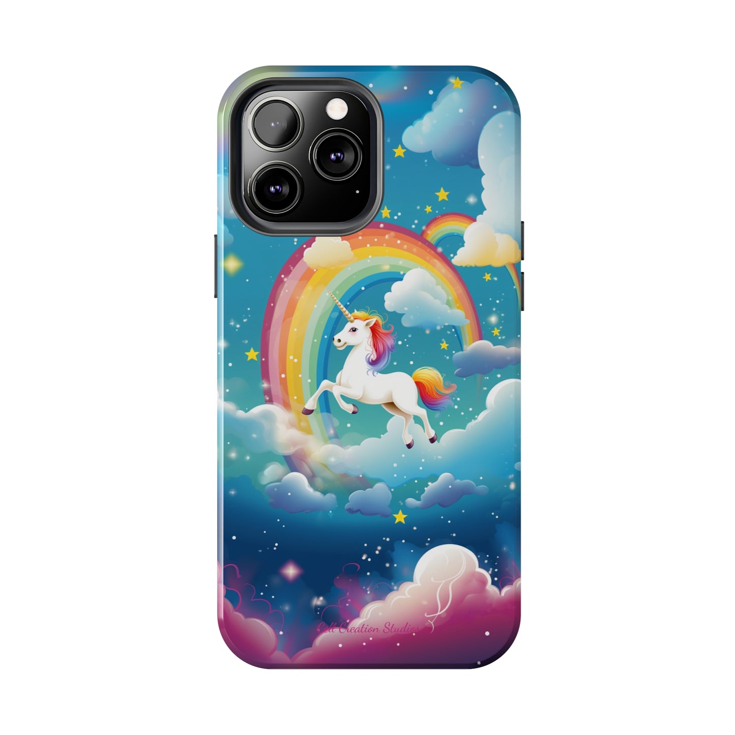 Introducing the "Rainbow Soar" Cell Phone Case – Embark on a Whimsical Journey with a Flying Unicorn -Tough Phone Cases