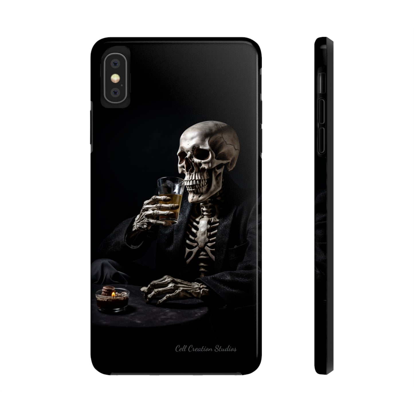 "Embrace the Dark Side with Our Skeleton Drinking Phone Case" -Tough Phone Cases