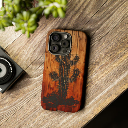 "Desert Vibes Cactus Burnt Wood Design" Phone Case -Tough Cases