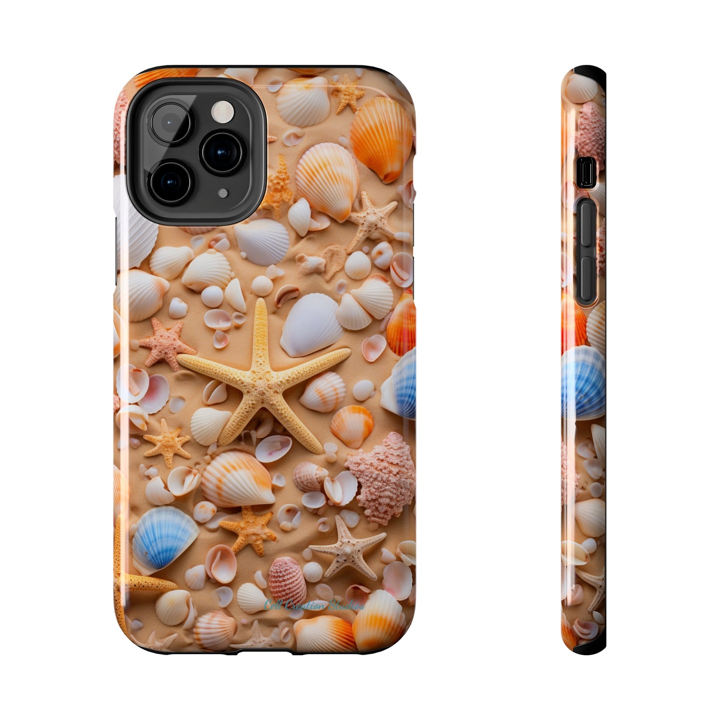 "Seaside Serenity Phone Case: Starfish and Seashells" -Tough Phone Cases