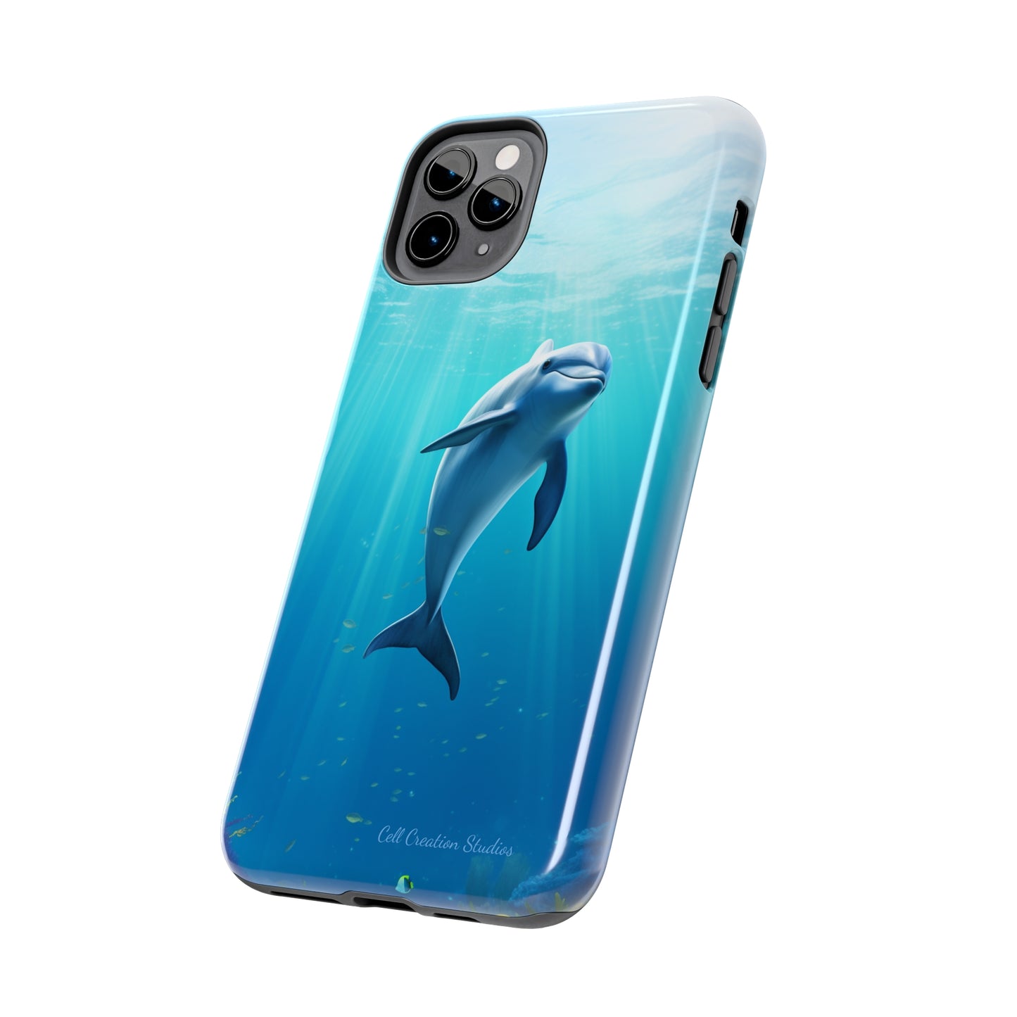 Introducing the "Dolphin Serenity" Cell Phone Case – Dive into Tranquility with a Graceful Dolphin -Tough Phone Cases