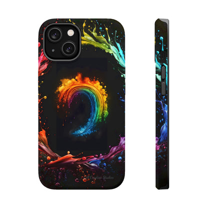 "Vibrant Swirls Painted on Black" Cell Phone Case -MagSafe Tough Cases