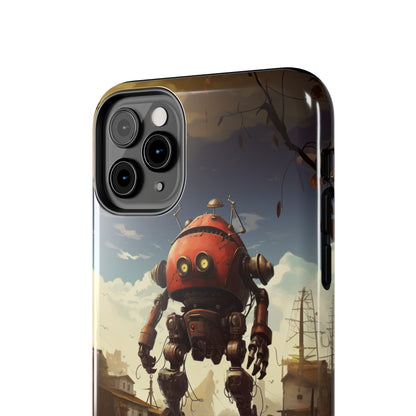 Introducing the "Urban Encounter" Cell Phone Case – Witness the Epic Convergence of Man and Giant Robot -Tough Phone Cases