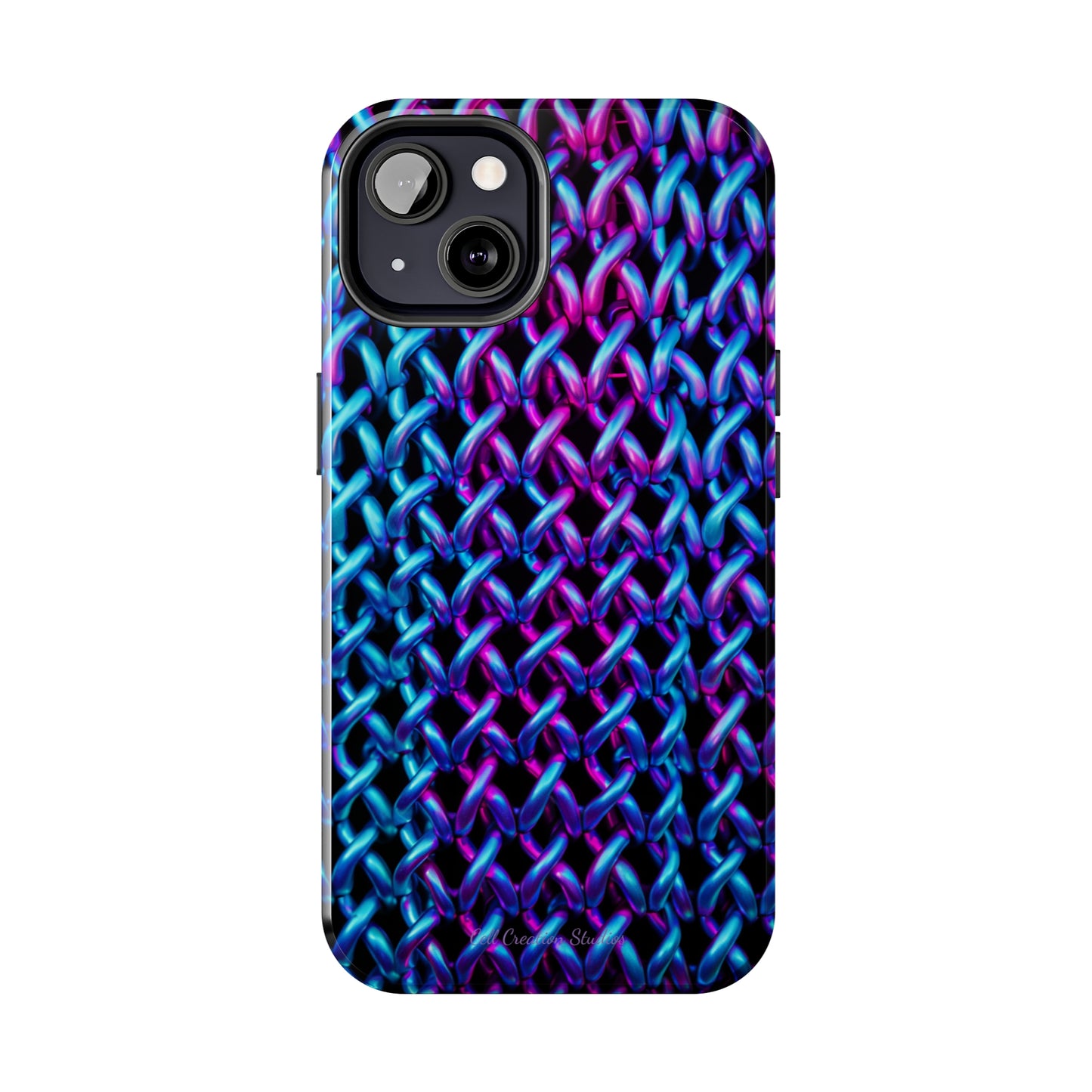 Introducing the "Neon Chainlink Glow" Cell Phone Case – Illuminate Your Style with Vibrant Chain Pattern Design -Tough Phone Cases