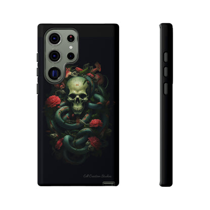 Introducing the "Serpentine Elegance" Cell Phone Case: Where Skulls and Snakes Intertwine -Tough Cases