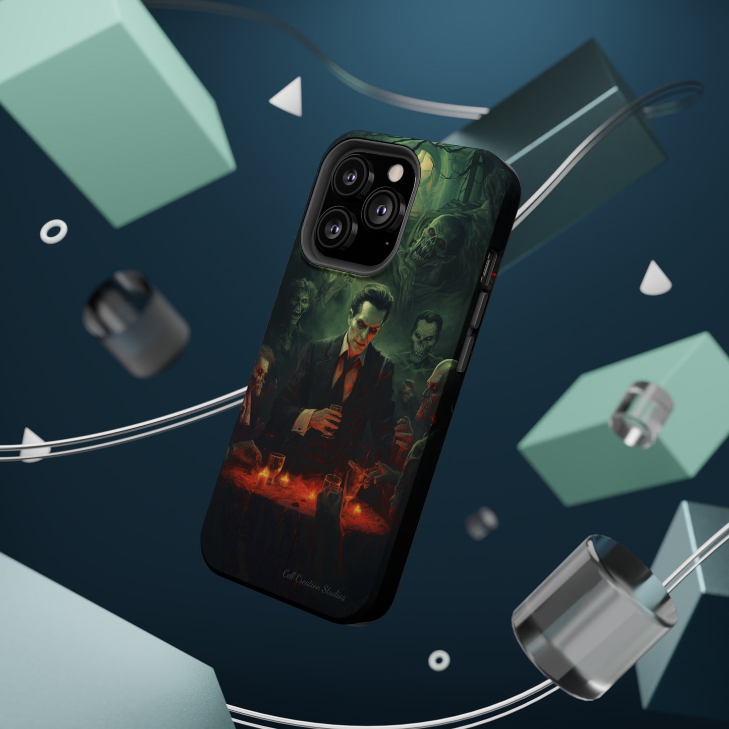 Introducing the "Dracula's Halloween Soiree" Cell Phone Case – Join the Spooky Gathering -MagSafe Tough Cases