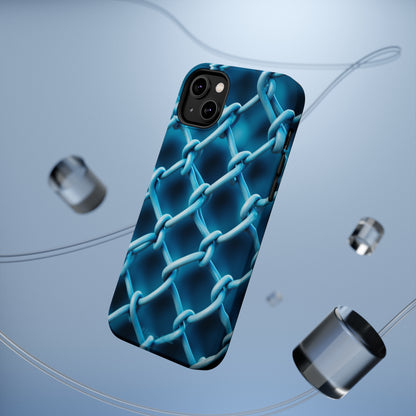 Introducing the "Elegant Chainlink" Cell Phone Case – Embrace Contemporary Style with Blue Chain Link Design -MagSafe Tough Cases