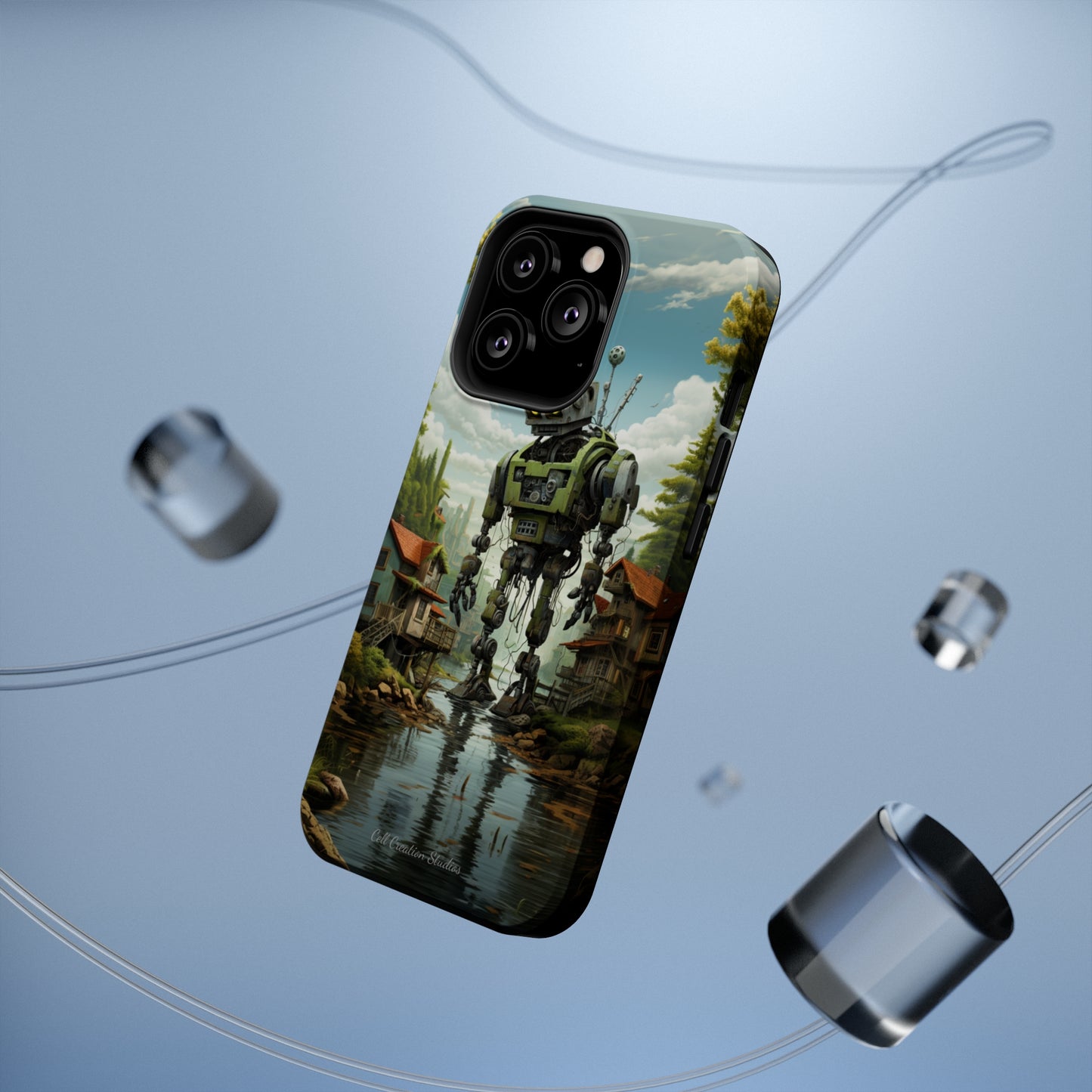 Introducing the "Robo-Rescue" Cell Phone Case – Witness a Heartwarming Scene of Robot Seeking Assistance -MagSafe Tough Cases