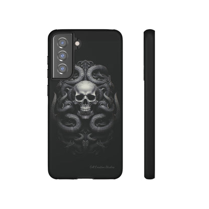 Introducing the "Monochrome Skull and Snakes" Cell Phone Case – A Bold Statement in Black and White -Tough Cases